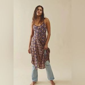 Free People Printed Floral Criss Cross Surf City Maxi Top Floral Sleeveless S